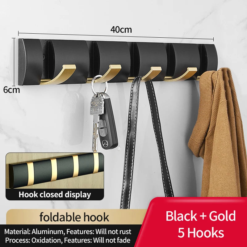 Premium Folding Wall Hook Rack | Space-Saving Coat & Key Organizer