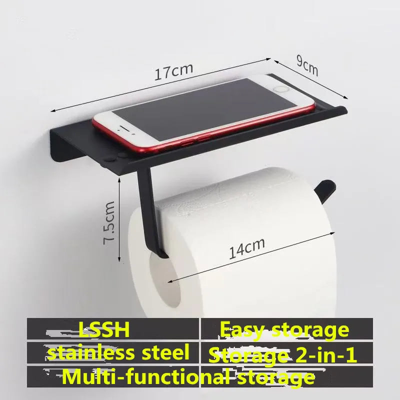 Premium Stainless Steel Toilet Paper Holder with Shelf