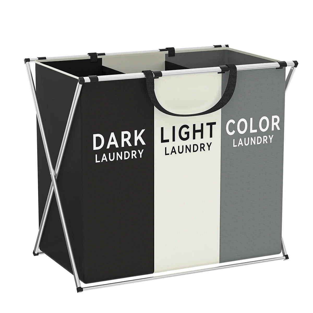 3-Section Foldable Laundry Hamper | Clothes Sorting Basket