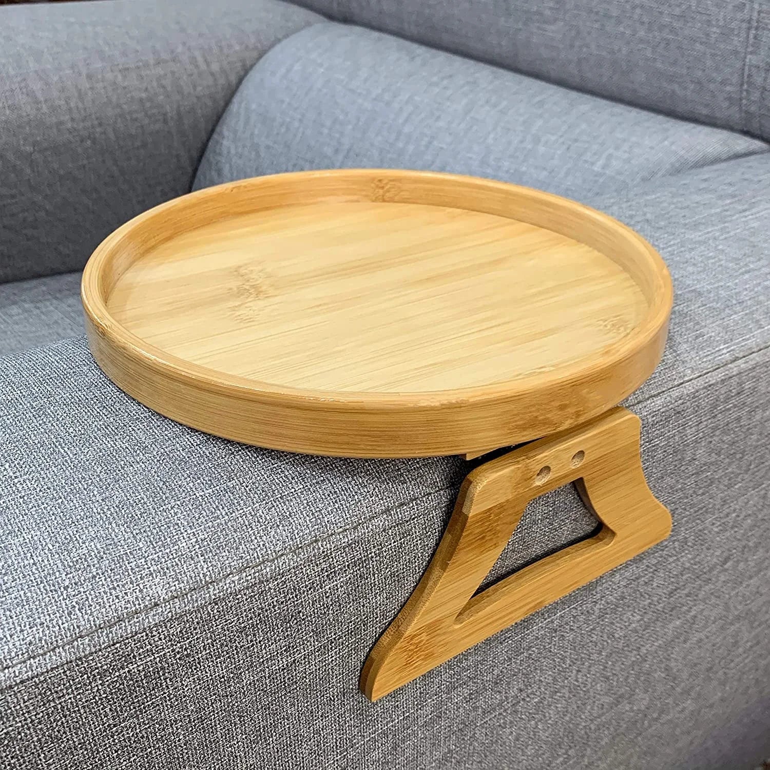 Premium Clip-On Sofa Armrest Tray | Wooden Couch Side Table