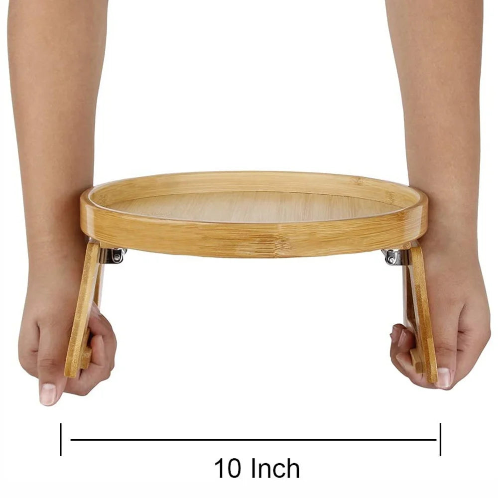 Premium Clip-On Sofa Armrest Tray | Wooden Couch Side Table