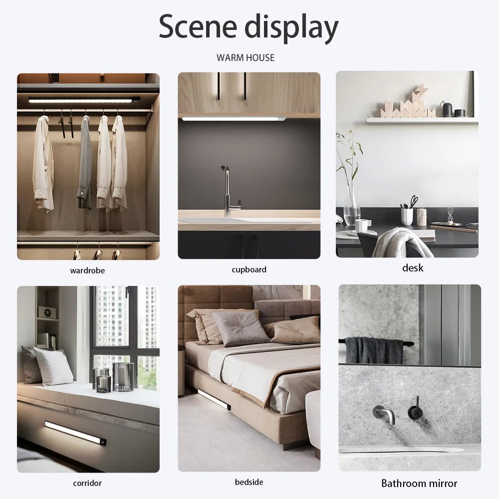 Motion Sensor Light Wireless LED Night Light USB Rechargeable Night Lamp Cabinet...