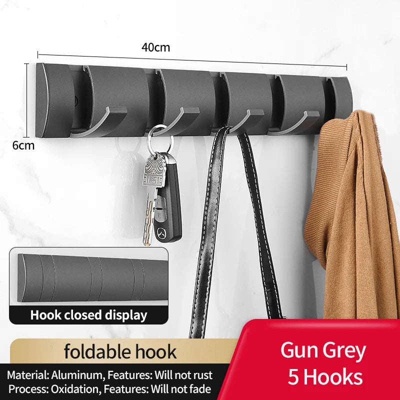 Premium Folding Wall Hook Rack | Space-Saving Coat & Key Organizer