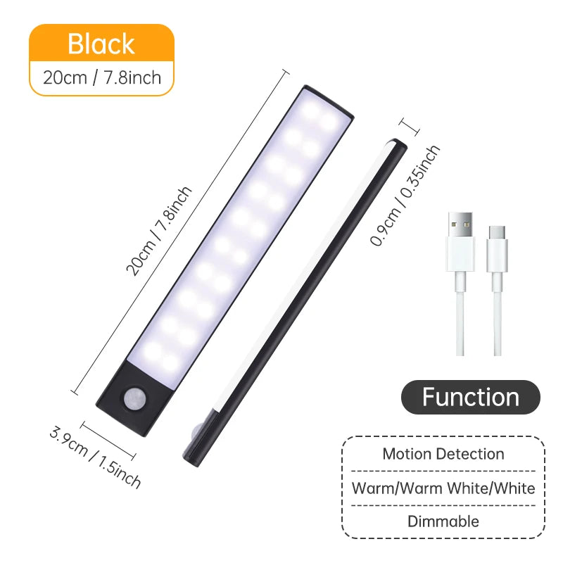 Motion Sensor Light Wireless LED Night Light USB Rechargeable Night Lamp Cabinet...