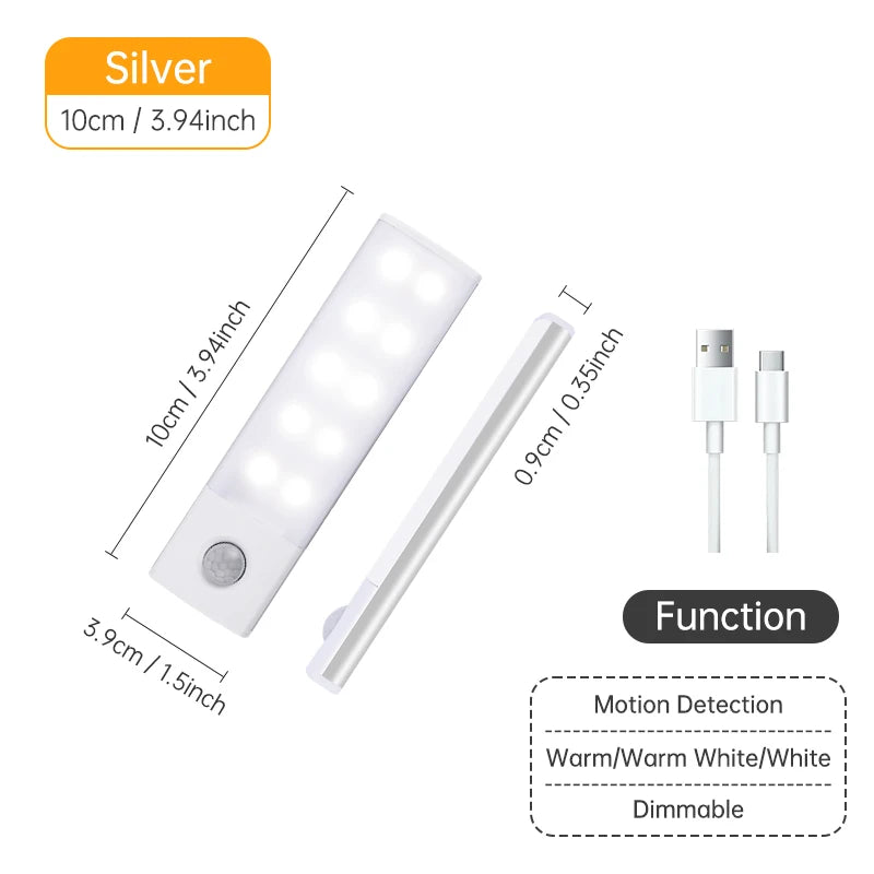 Motion Sensor Light Wireless LED Night Light USB Rechargeable Night Lamp Cabinet...