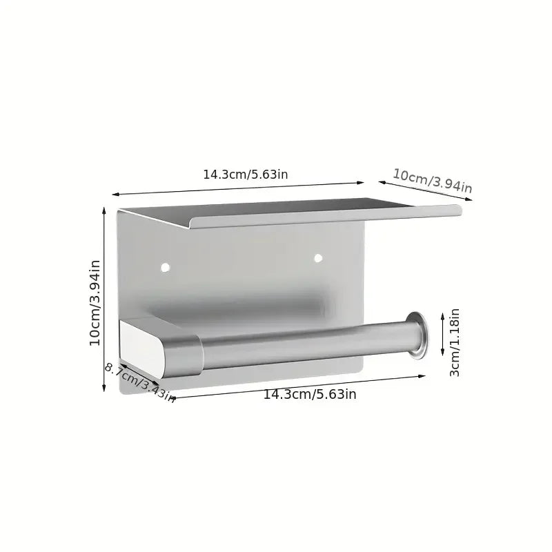 Premium Stainless Steel Toilet Paper Holder with Shelf