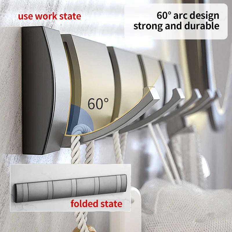 Premium Folding Wall Hook Rack | Space-Saving Coat & Key Organizer