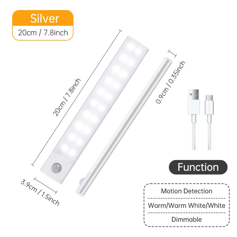 Motion Sensor Light Wireless LED Night Light USB Rechargeable Night Lamp Cabinet...