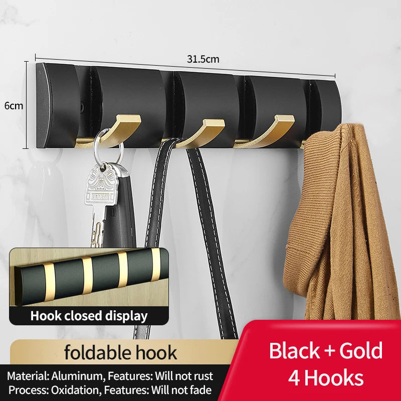 Premium Folding Wall Hook Rack | Space-Saving Coat & Key Organizer