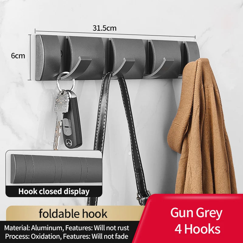 Premium Folding Wall Hook Rack | Space-Saving Coat & Key Organizer