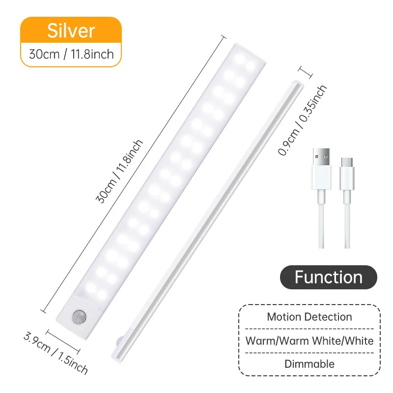 Motion Sensor Light Wireless LED Night Light USB Rechargeable Night Lamp Cabinet...