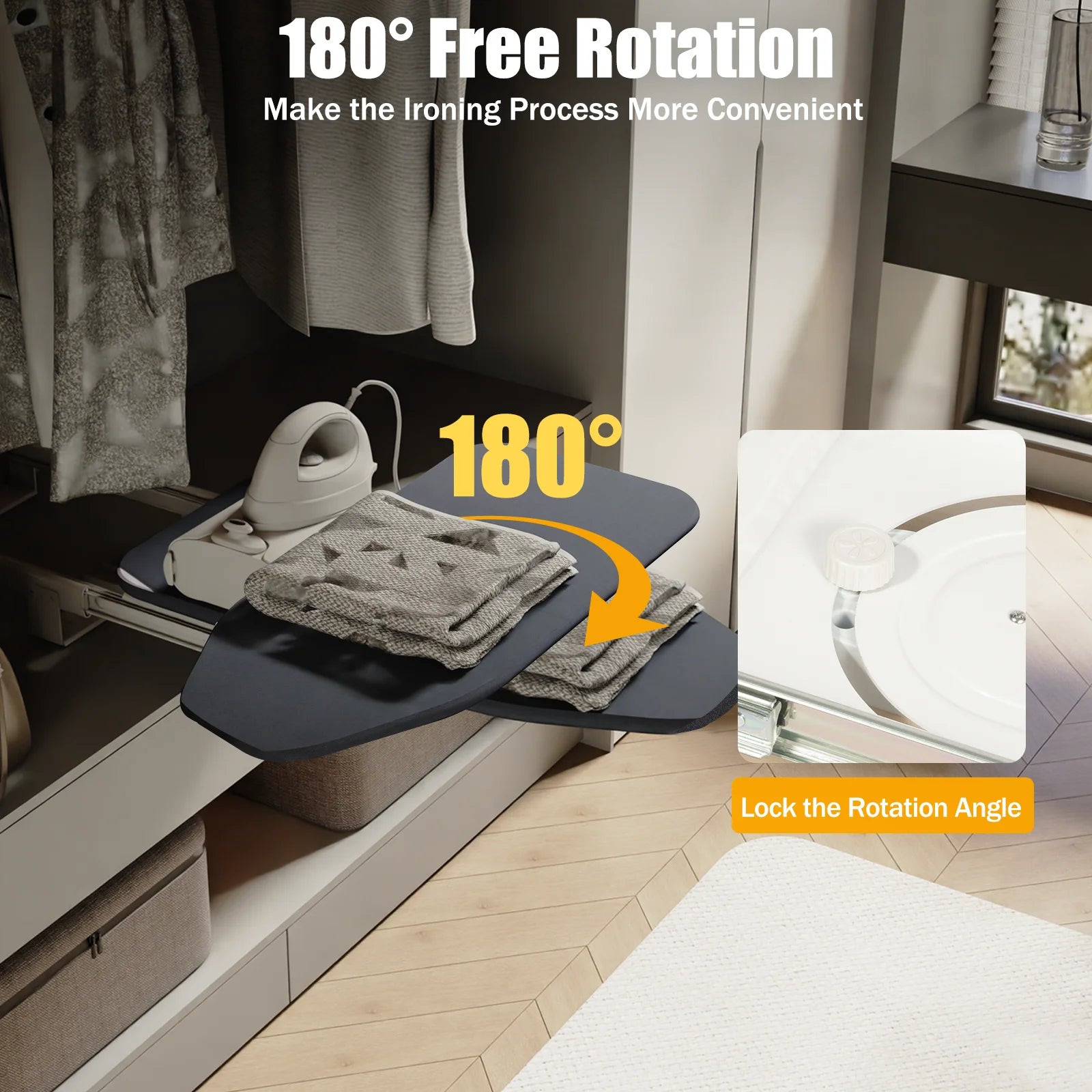 NeatNest™ Retractable Pull-Out Ironing Board – Hidden Cabinet Space Saver