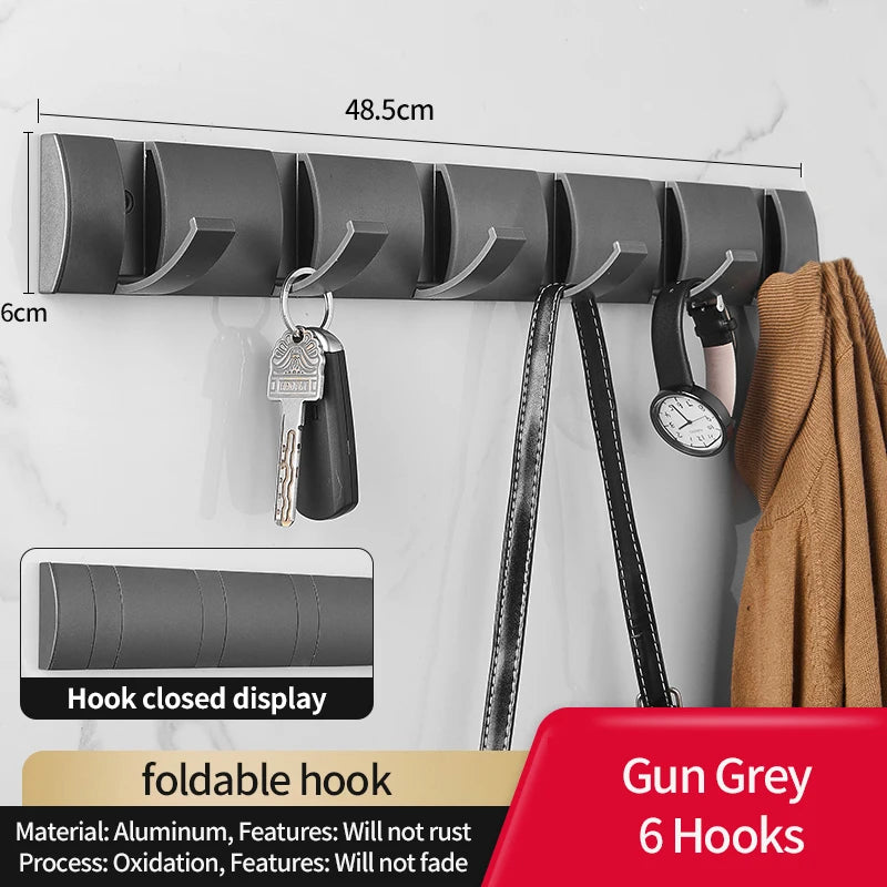 Premium Folding Wall Hook Rack | Space-Saving Coat & Key Organizer
