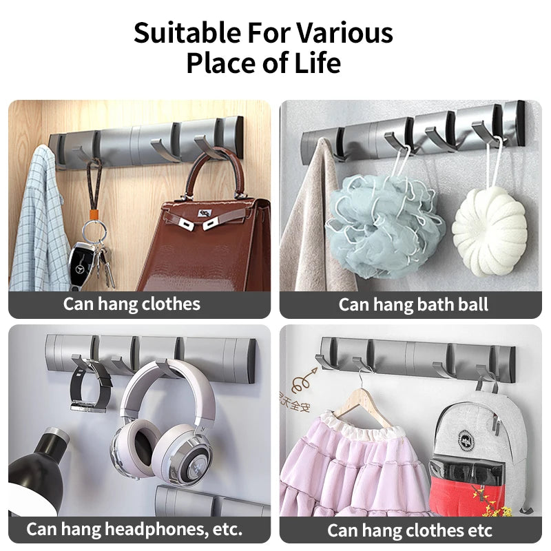 Premium Folding Wall Hook Rack | Space-Saving Coat & Key Organizer