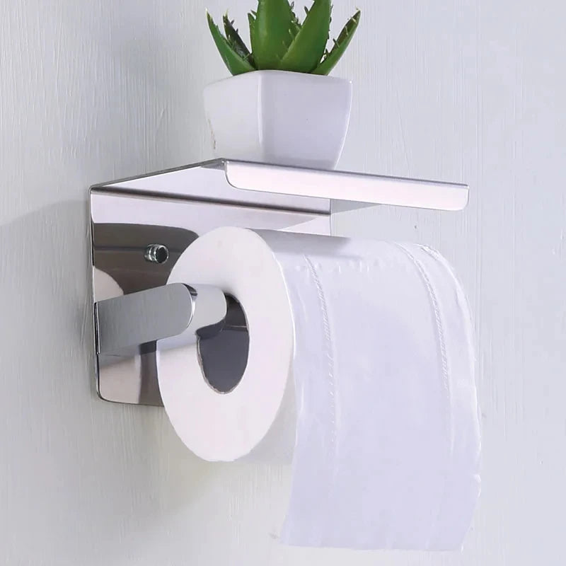 Premium Stainless Steel Toilet Paper Holder with Shelf