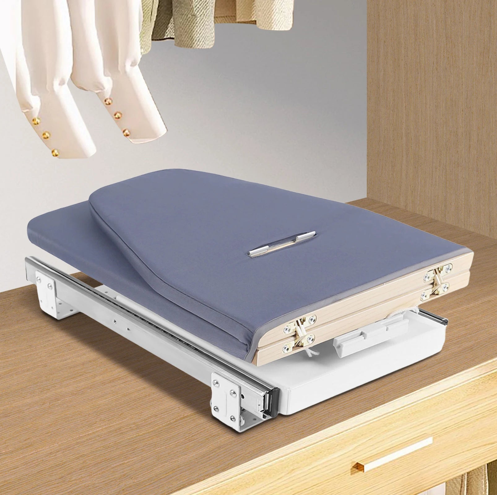 NeatNest™ Retractable Pull-Out Ironing Board – Hidden Cabinet Space Saver
