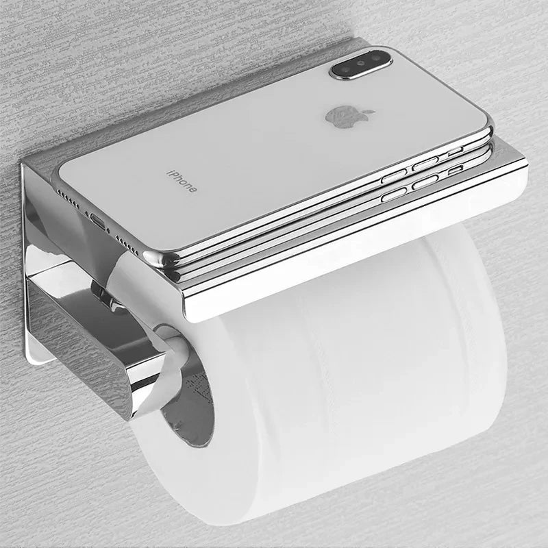 Premium Stainless Steel Toilet Paper Holder with Shelf