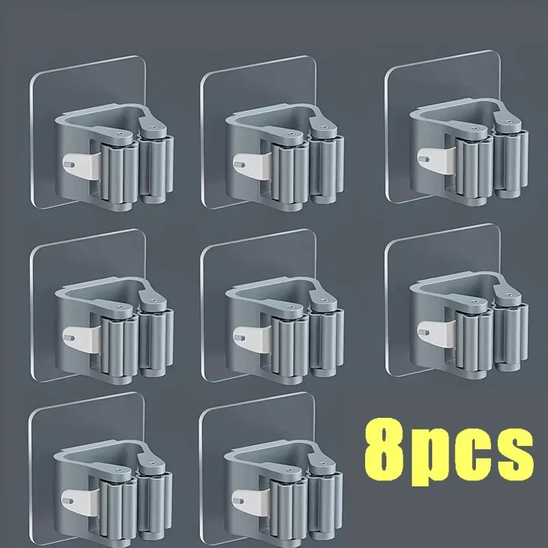 Wall Mounted Mop & Broom Holder | No-Drill Organizer for Bathroom, Kitchen & Laundry