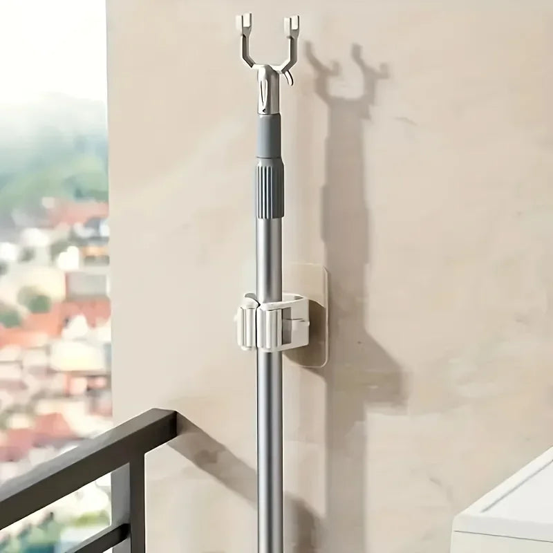 Wall Mounted Mop & Broom Holder | No-Drill Organizer for Bathroom, Kitchen & Laundry