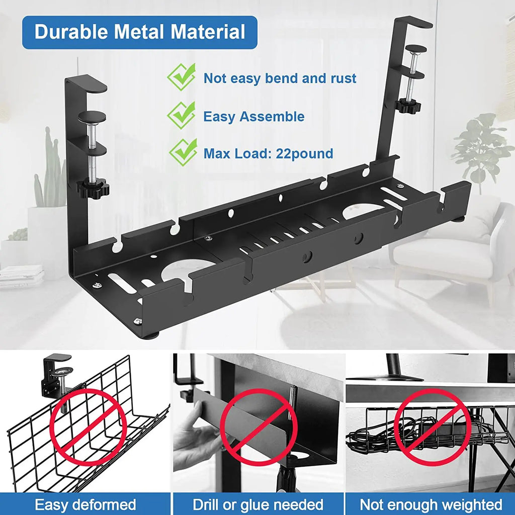 Premium Under Desk Cable Management Tray | No-Drill Wire Organizer | NeatNestGo™