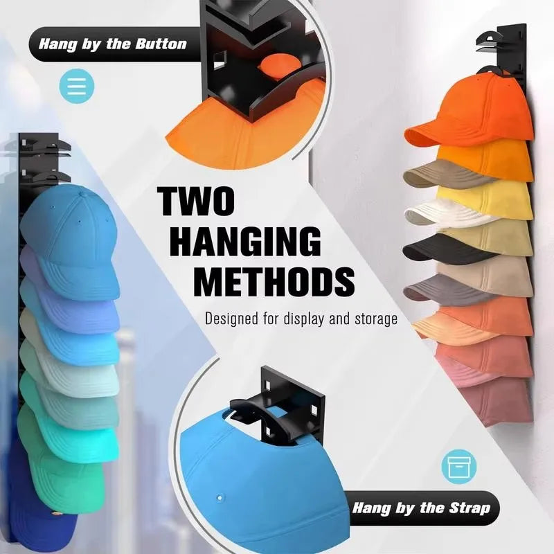 Premium Wall Mounted Hat Organizer | Stores Up to 16 Caps Without Damaging Shape