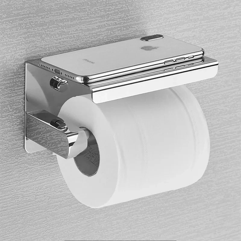 Premium Stainless Steel Toilet Paper Holder with Shelf