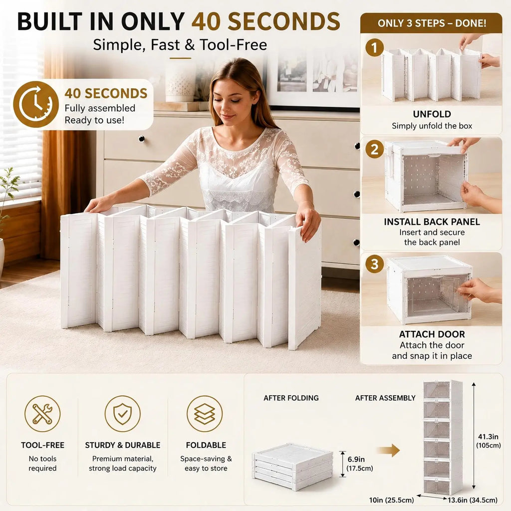 Premium Stackable Shoe Storage Cabinet | Dustproof Clear Organizer