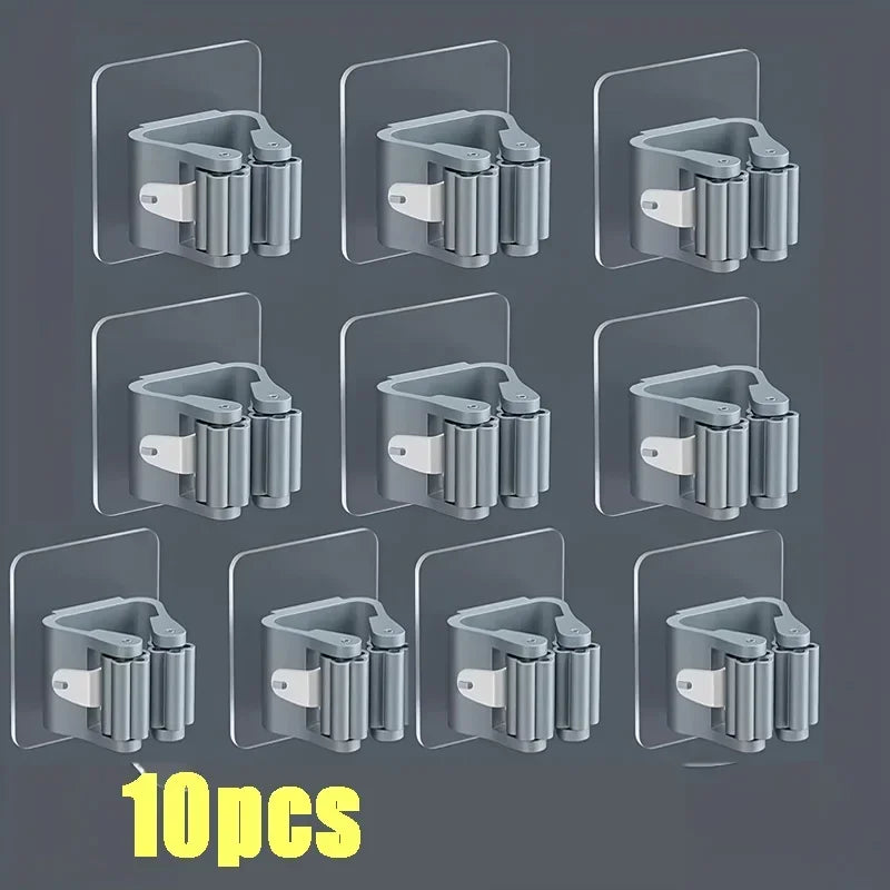 Wall Mounted Mop & Broom Holder | No-Drill Organizer for Bathroom, Kitchen & Laundry