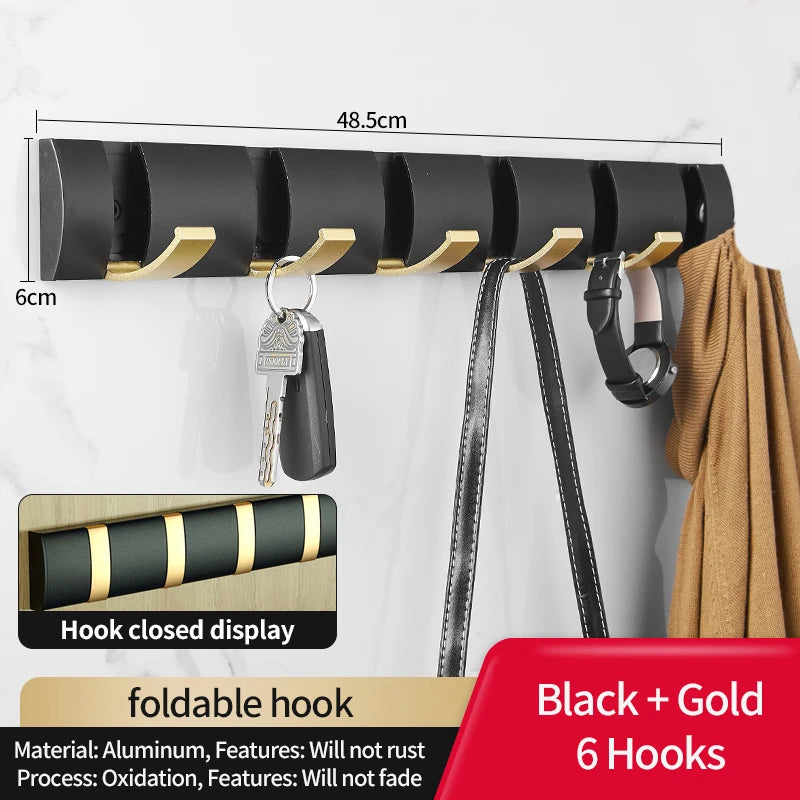 Premium Folding Wall Hook Rack | Space-Saving Coat & Key Organizer