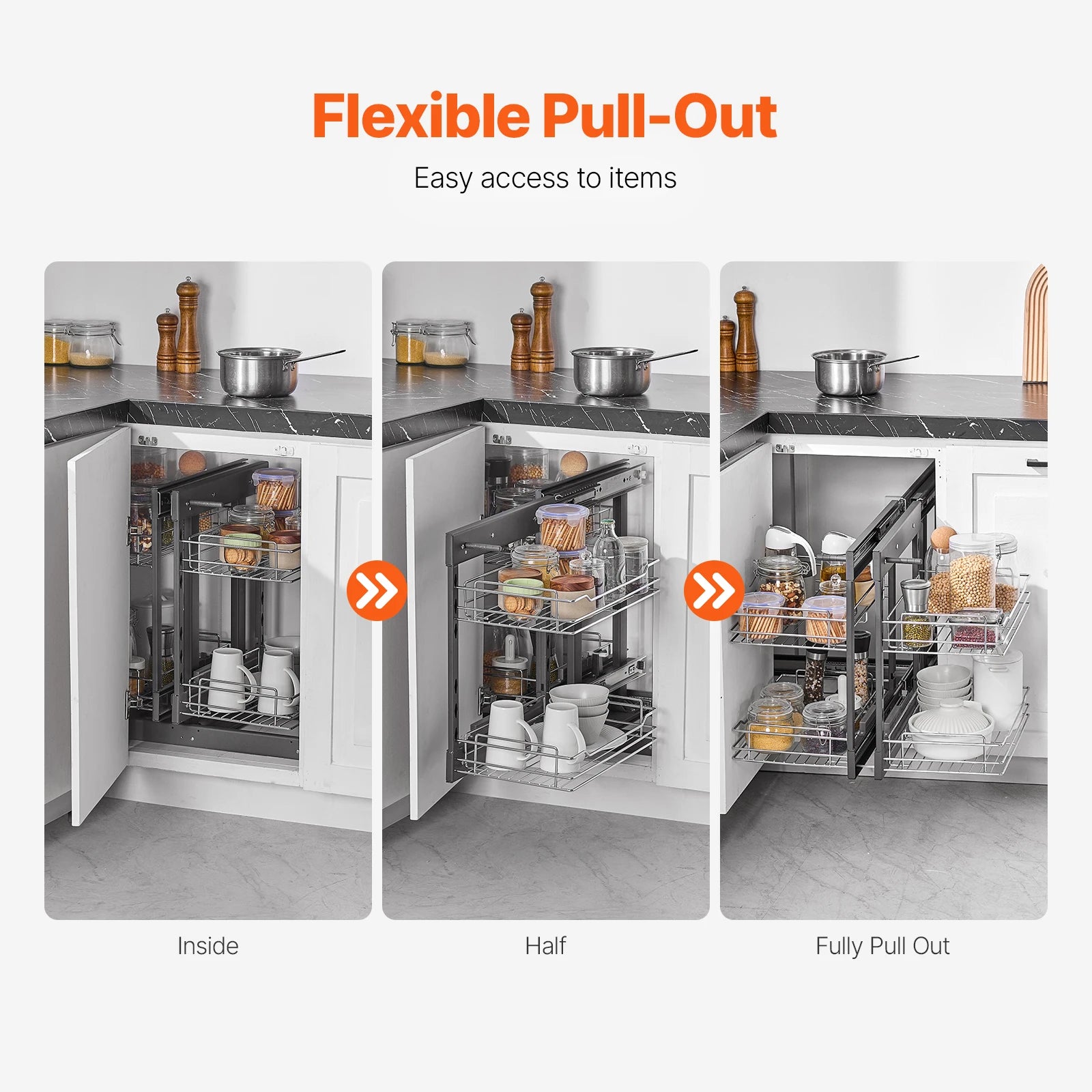 Premium Blind Corner Pull-Out Cabinet Organizer | Maximize Kitchen Storage