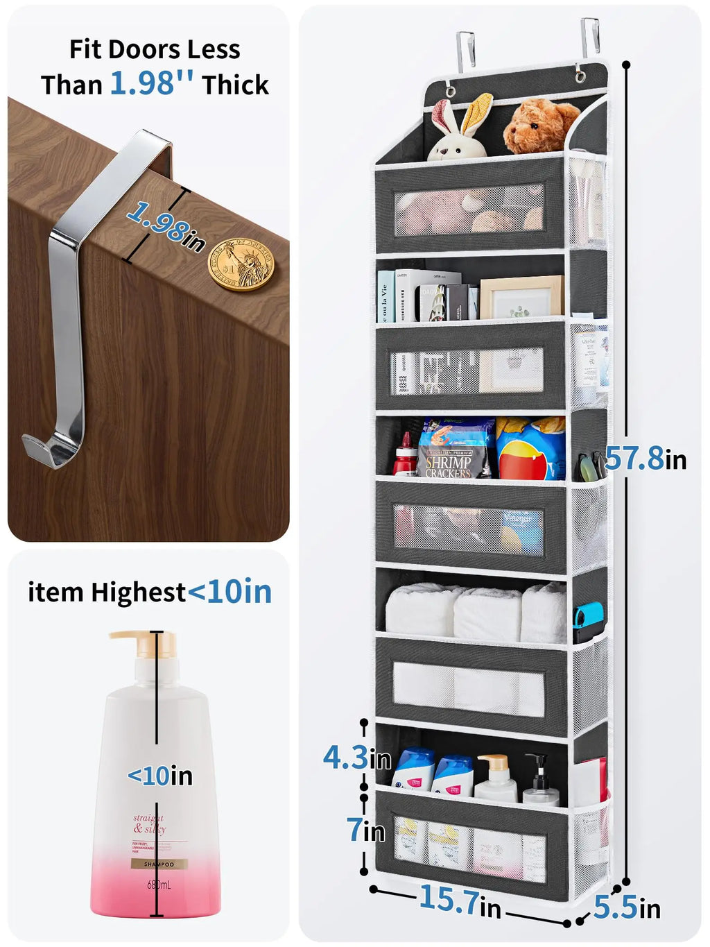 Premium Over-the-Door Pantry Organizer | 5-Tier Hanging Storage Shelf