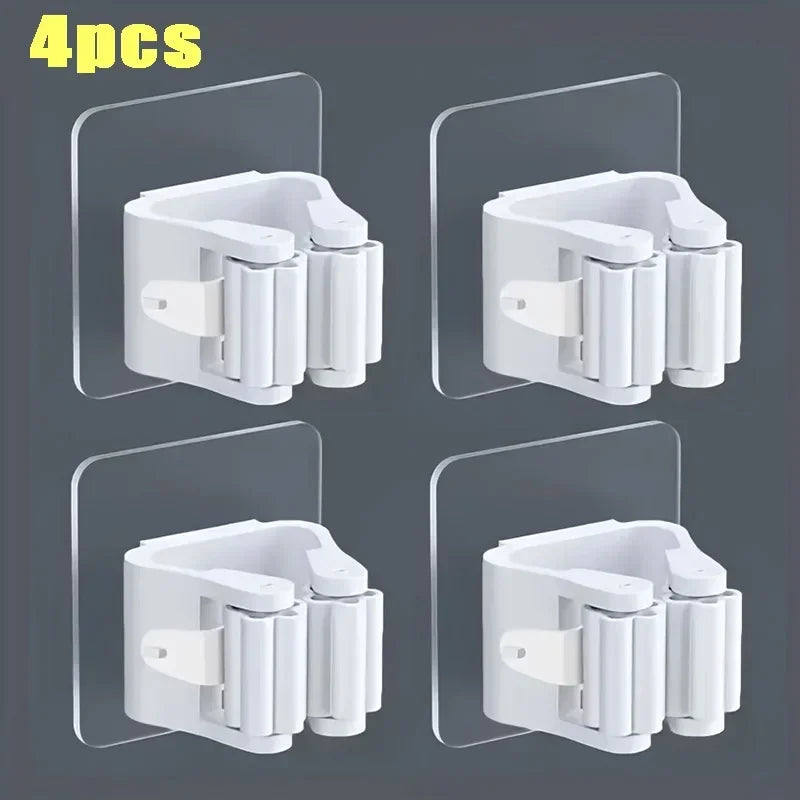 Wall Mounted Mop & Broom Holder | No-Drill Organizer for Bathroom, Kitchen & Laundry