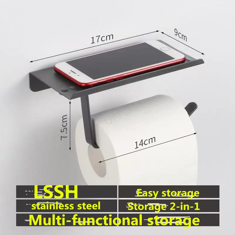 Premium Stainless Steel Toilet Paper Holder with Shelf
