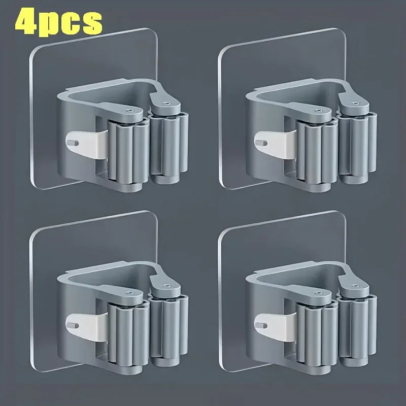 Wall Mounted Mop & Broom Holder | No-Drill Organizer for Bathroom, Kitchen & Laundry