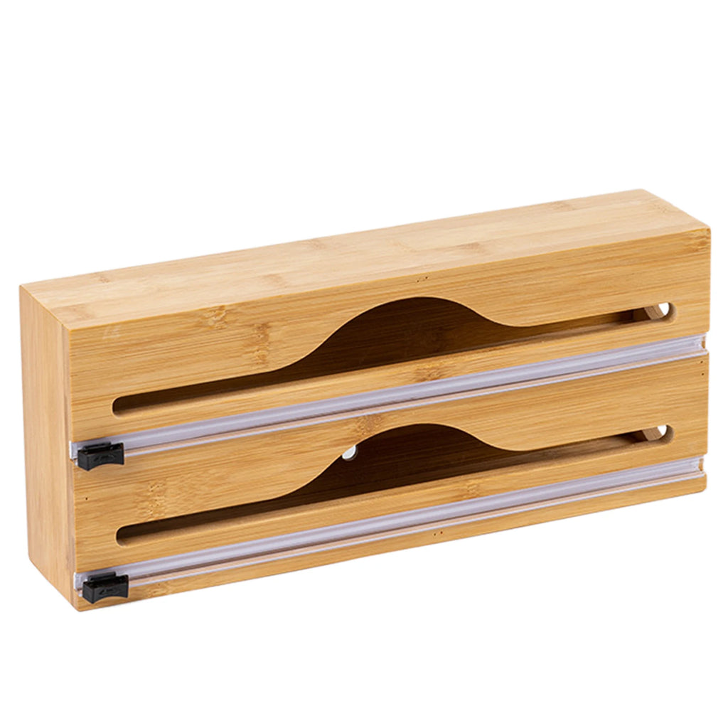 Bamboo Kitchen Wrap & Foil Dispenser with Built-In Cutter | 3-in-1 Organizer | NeatNest