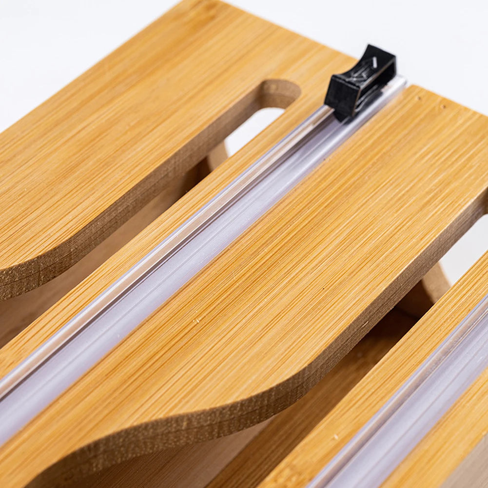 Bamboo Kitchen Wrap & Foil Dispenser with Built-In Cutter | 3-in-1 Organizer | NeatNest