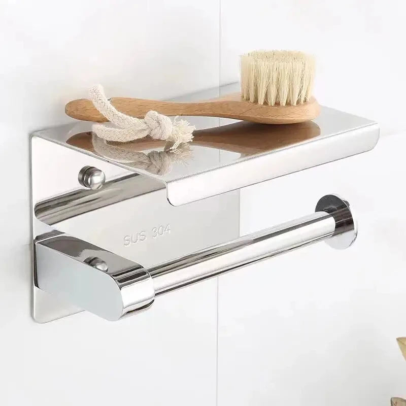 Premium Stainless Steel Toilet Paper Holder with Shelf