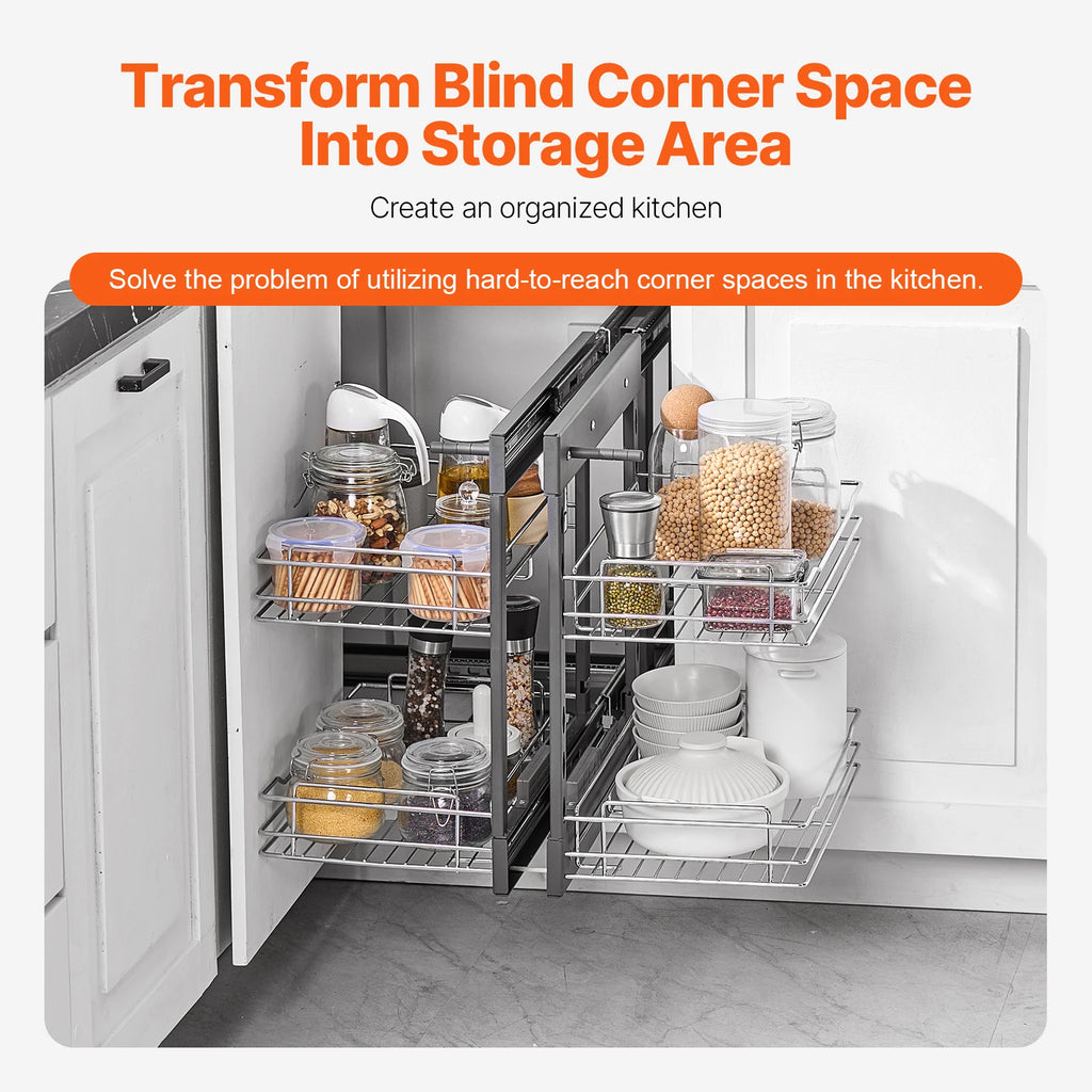 Premium Blind Corner Pull-Out Cabinet Organizer | Maximize Kitchen Storage