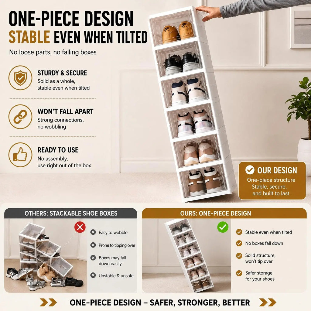 Premium Stackable Shoe Storage Cabinet | Dustproof Clear Organizer