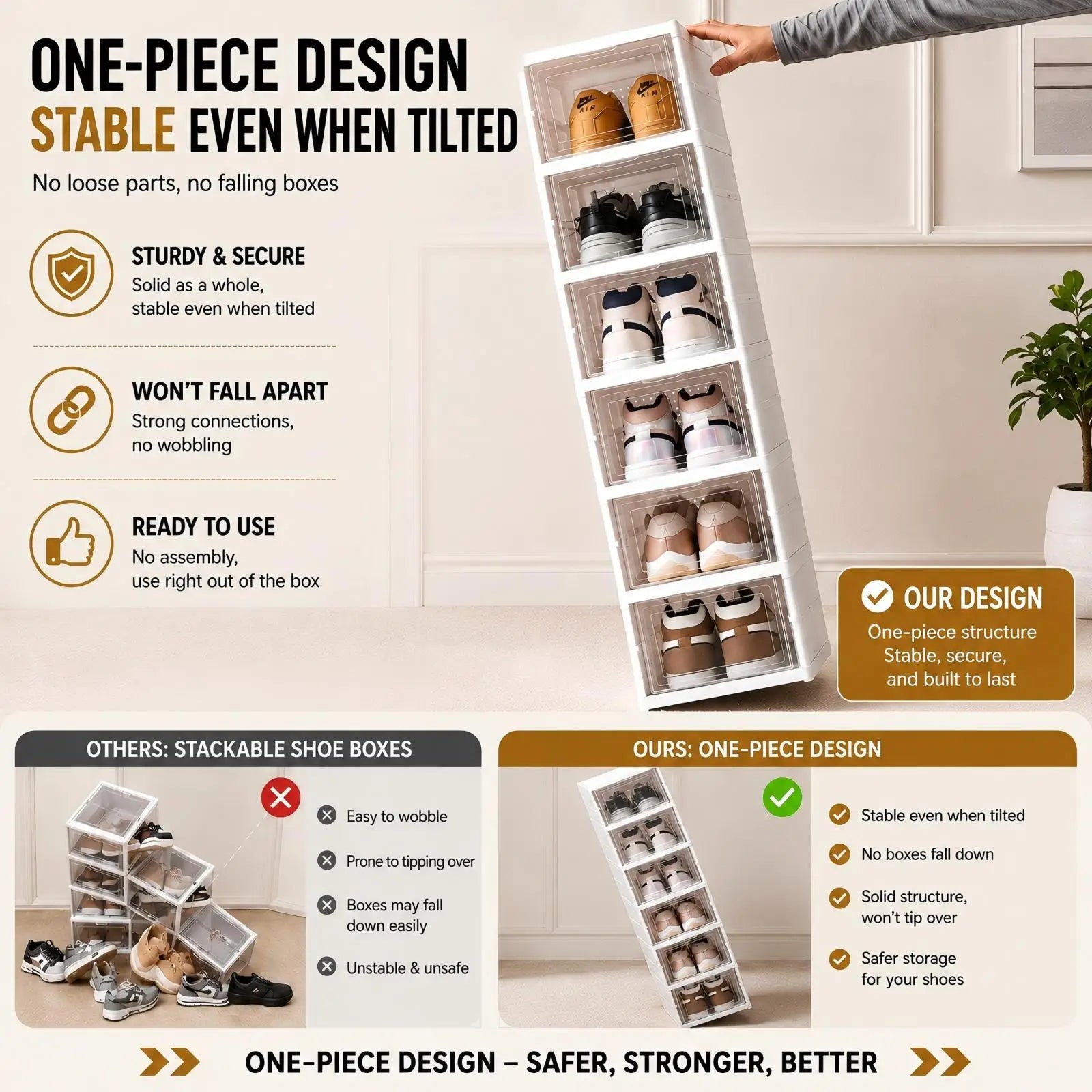 Premium Stackable Shoe Storage Cabinet | Dustproof Clear Organizer