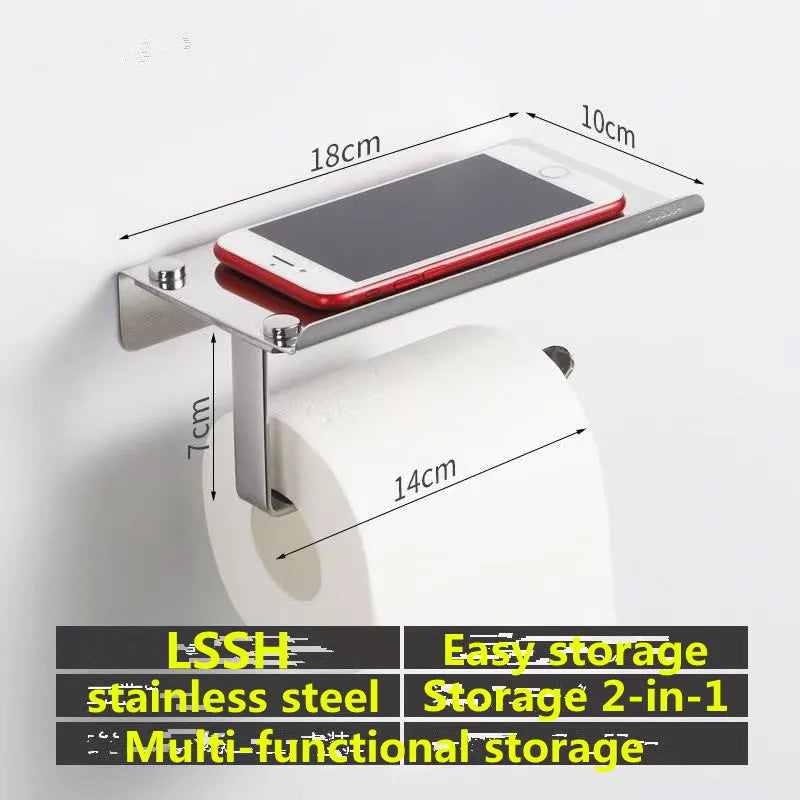 Premium Stainless Steel Toilet Paper Holder with Shelf