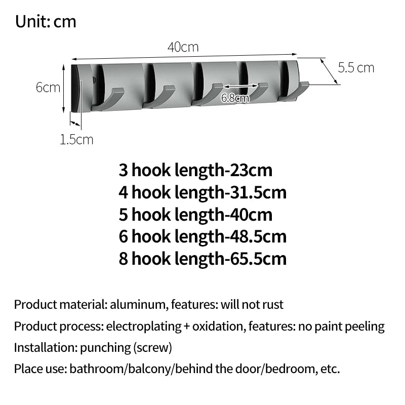 Premium Folding Wall Hook Rack | Space-Saving Coat & Key Organizer