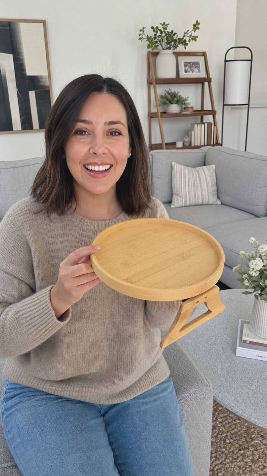 Premium Clip-On Sofa Armrest Tray | Wooden Couch Side Table